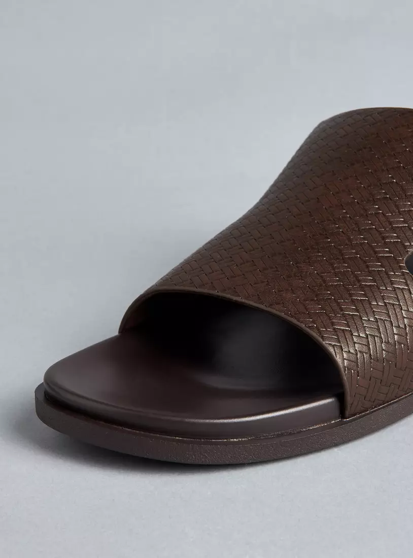 Textured Slip-On Sandals -3