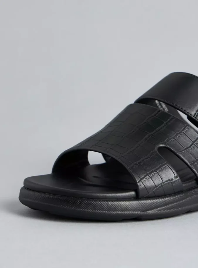 Textured Slip-On Sandals-3