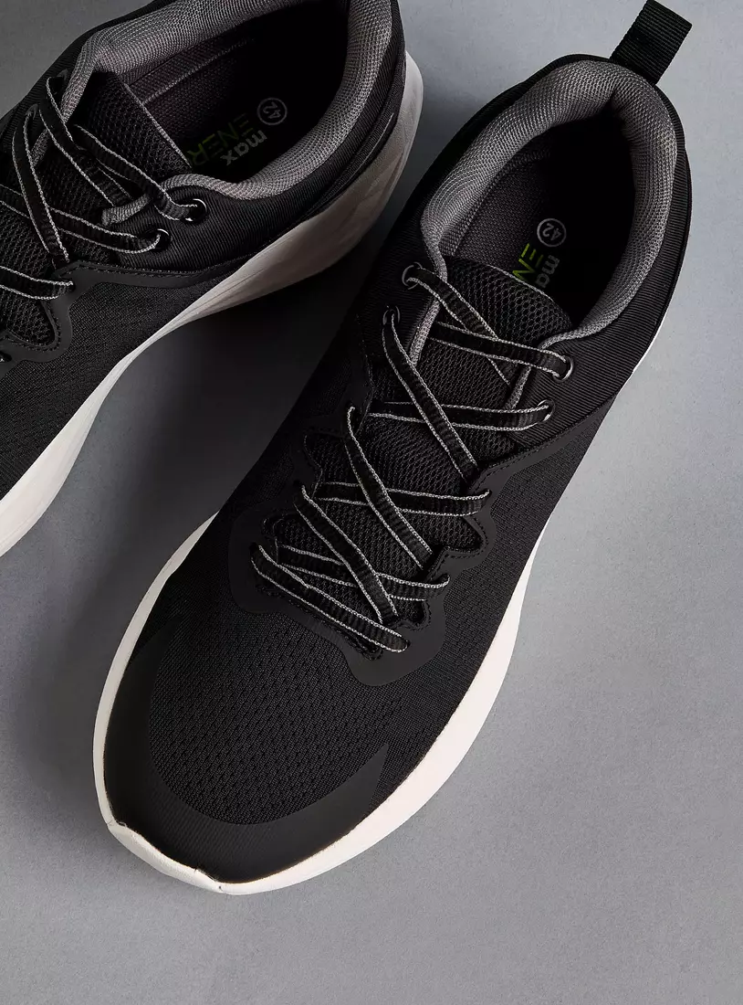 Textured Sports Shoes with Lace-Up Closure-2
