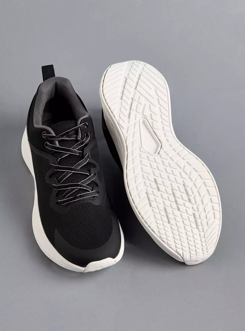 Textured Sports Shoes with Lace-Up Closure-4