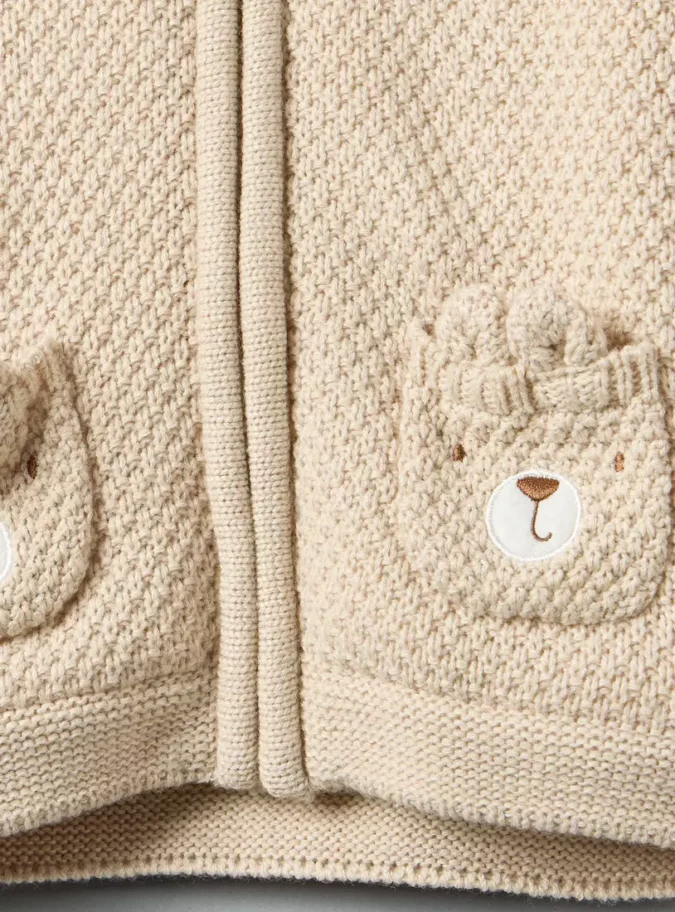 Textured Zip Through Hooded Cardigan-4