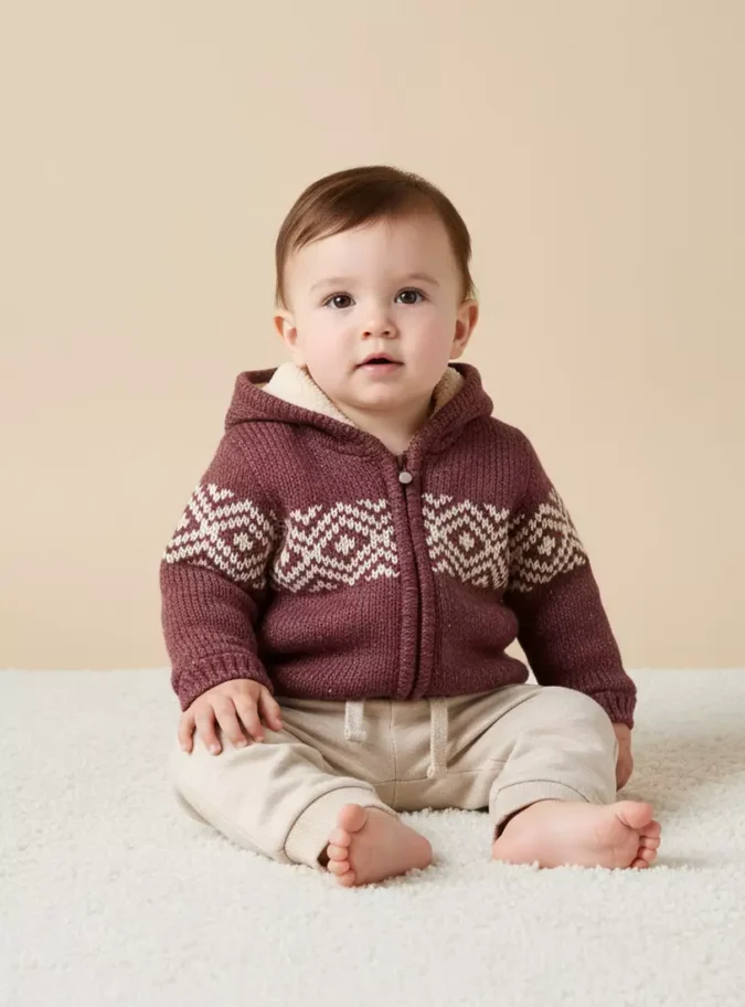 Textured Zip Through Hooded Sweater-1