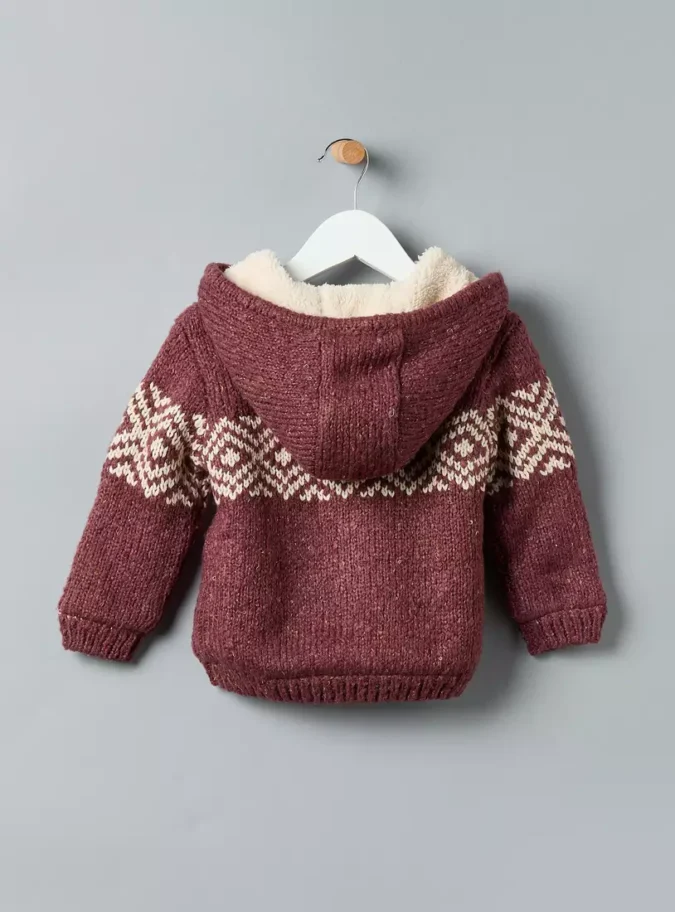 Textured Zip Through Hooded Sweater-2