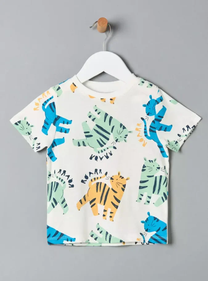 Tiger Print Cotton T-shirt-1