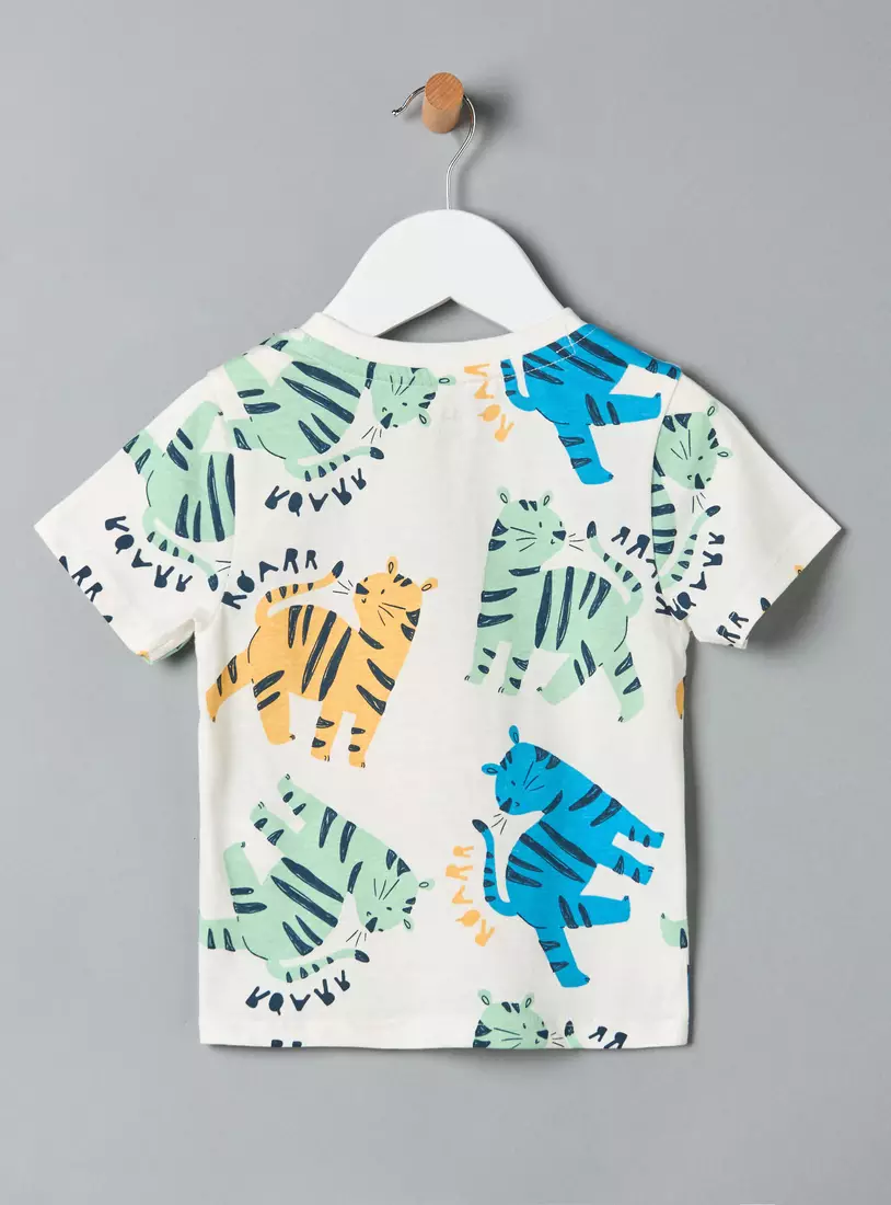 Tiger Print Cotton T-shirt-2