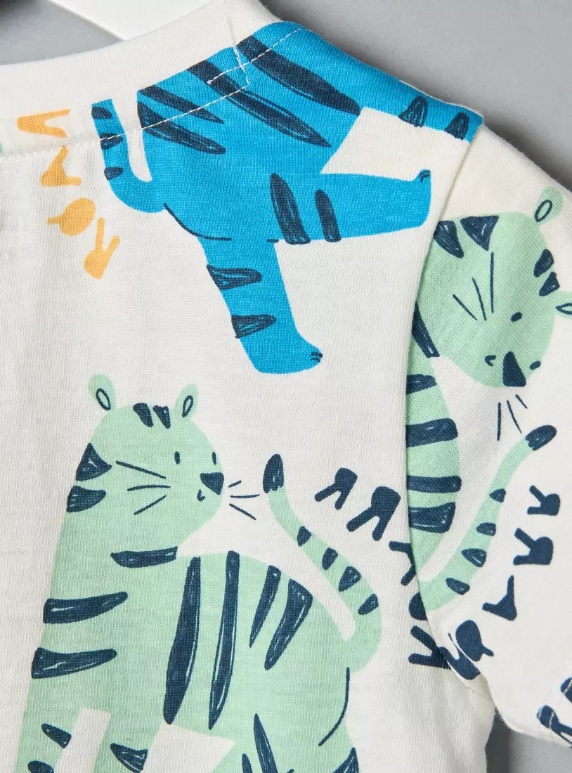 Tiger Print Cotton T-shirt-4
