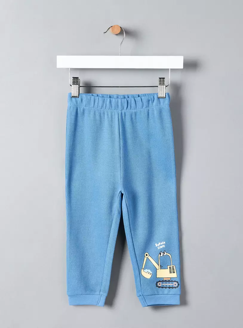 Tractor Print Ribbed Cotton Pyjama Set-2