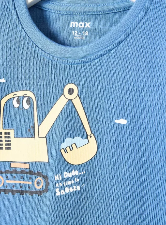 Tractor Print Ribbed Cotton Pyjama Set-4