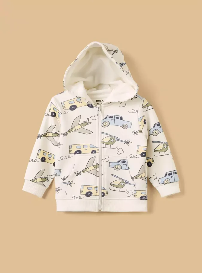 Transport Print Zip Through Hoodie-1