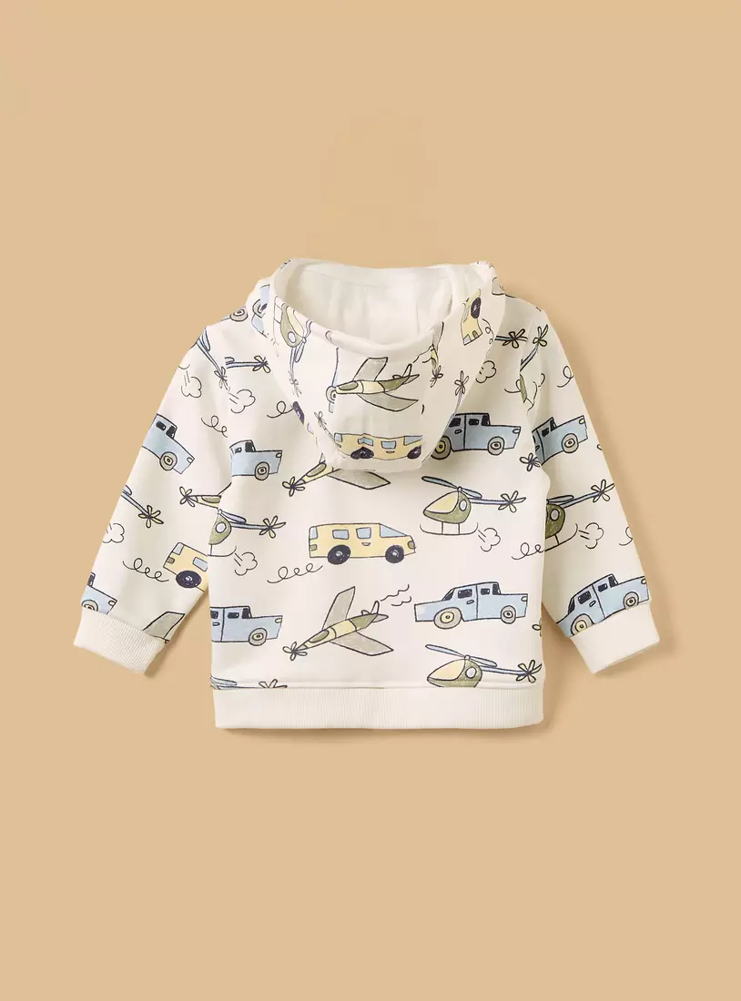 Transport Print Zip Through Hoodie-2