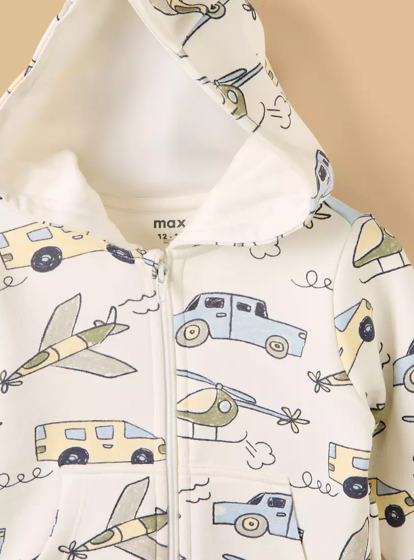 Transport Print Zip Through Hoodie-3