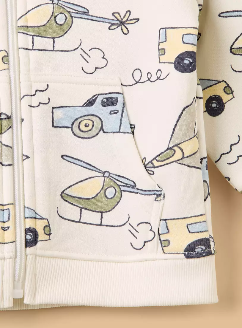 Transport Print Zip Through Hoodie-4