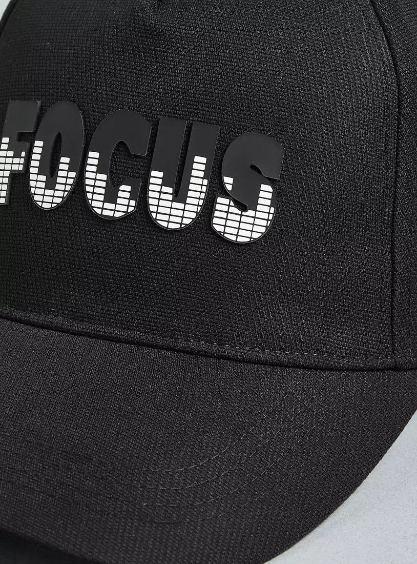 Typographic Detail Cap with Hook and Loop Closure-3