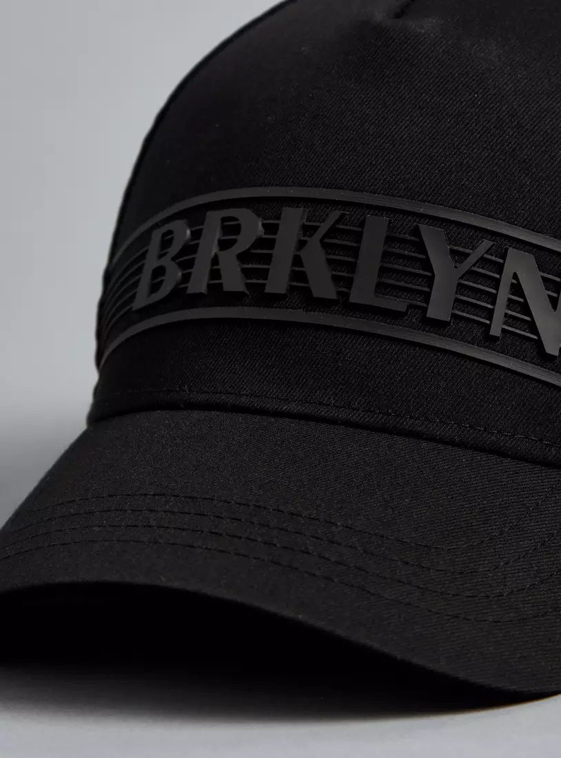 Typographic Detail Cap with Hook and Loop Strap Closure-3