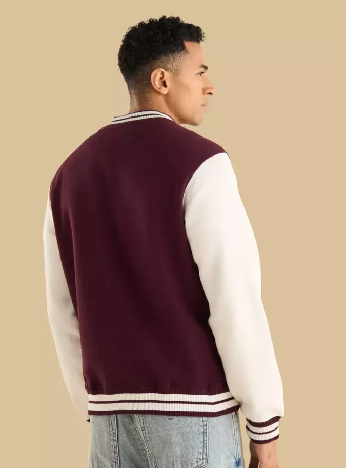Varsity Embroidered Fleece Bomber Jacket-2