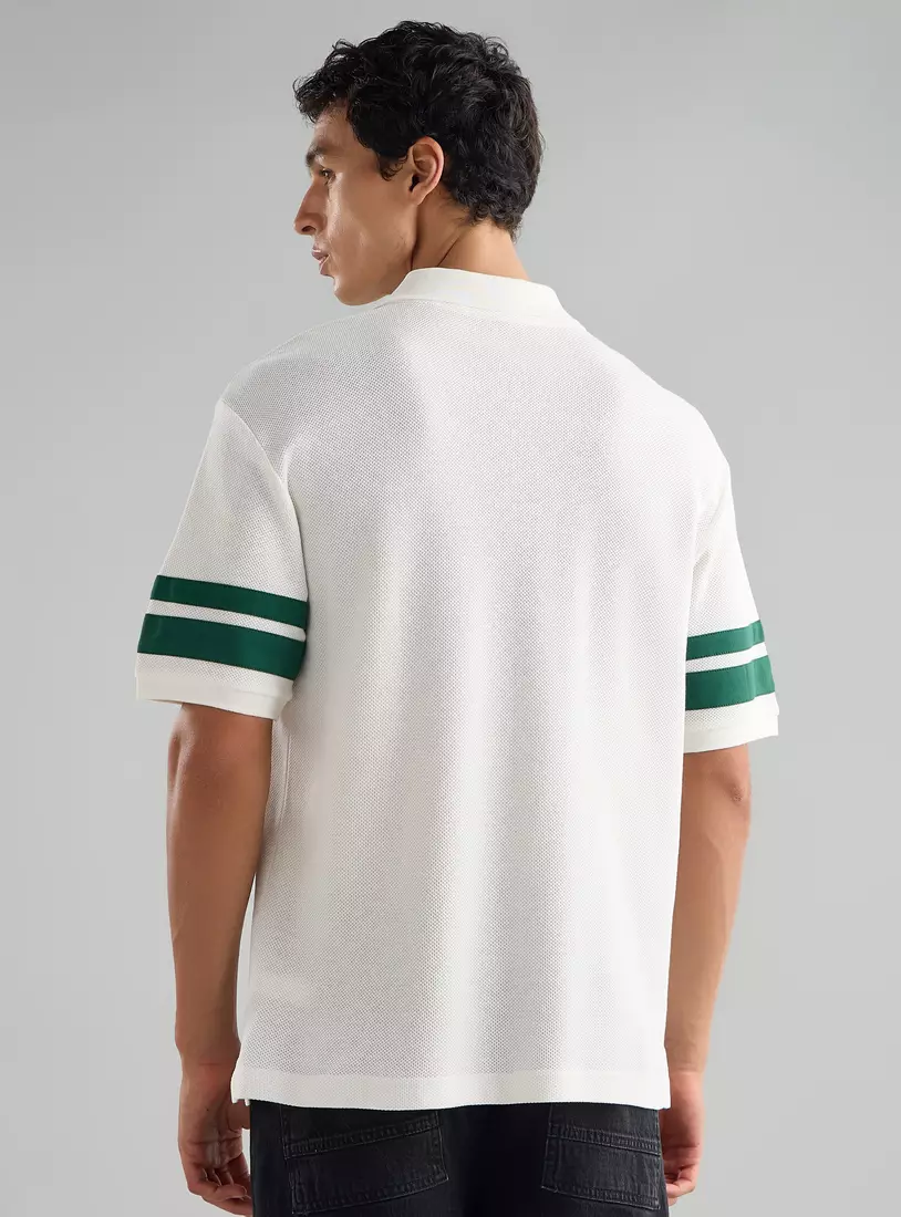 Varsity Print Relaxed Fit Polo T-shirt-2