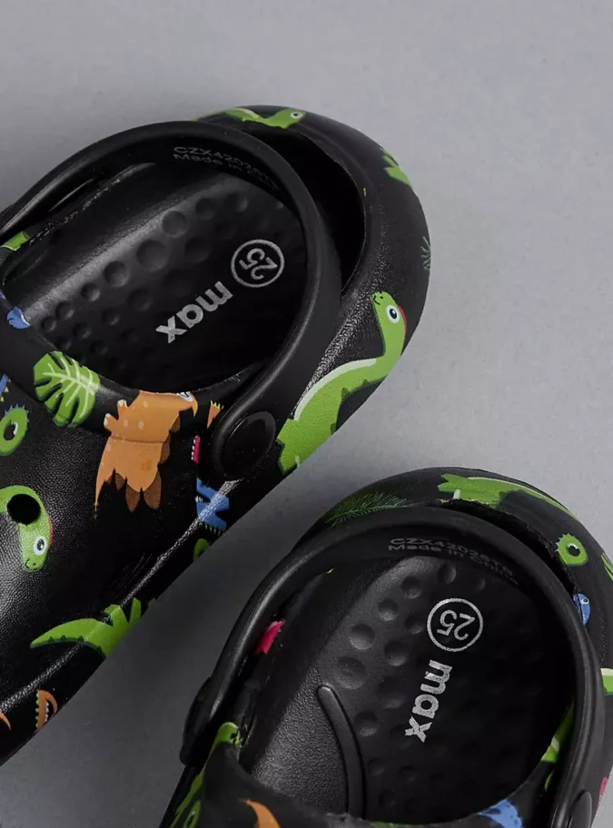 All-Over Dinosaur Print Slip-On Clogs-2