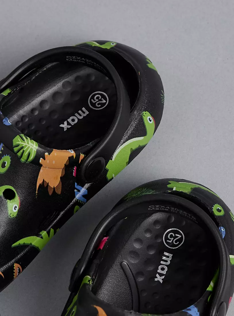 All-Over Dinosaur Print Slip-On Clogs-2