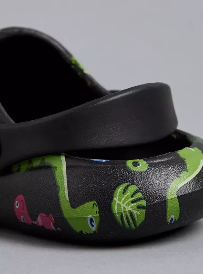 All-Over Dinosaur Print Slip-On Clogs-4