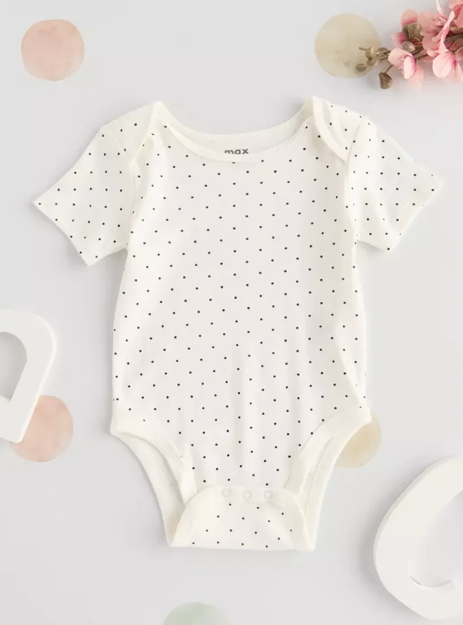 All-Over Polka Dot Print Short Sleeves Bodysuit-1