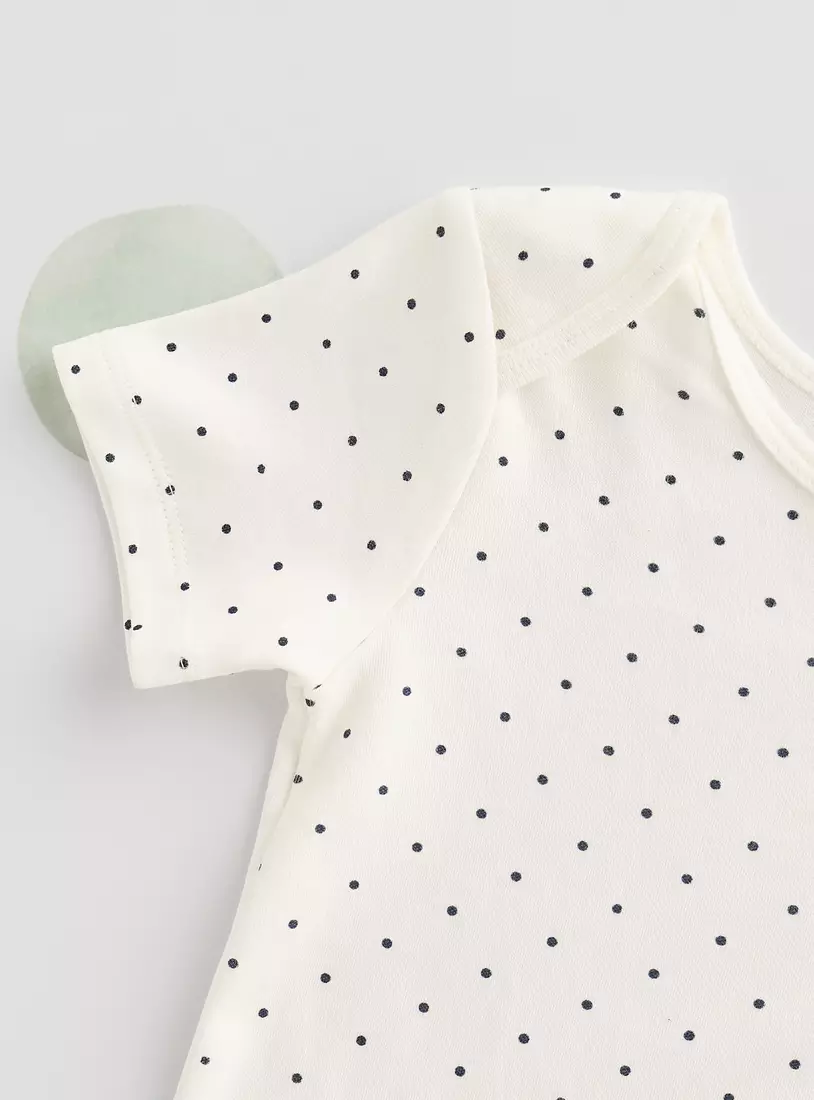 All-Over Polka Dot Print Short Sleeves Bodysuit-2