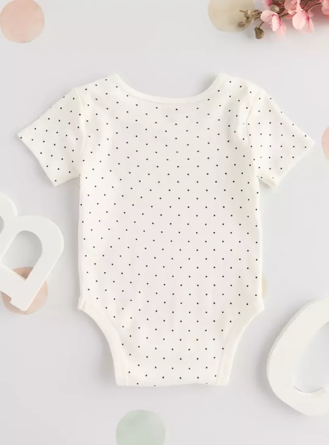 All-Over Polka Dot Print Short Sleeves Bodysuit-3