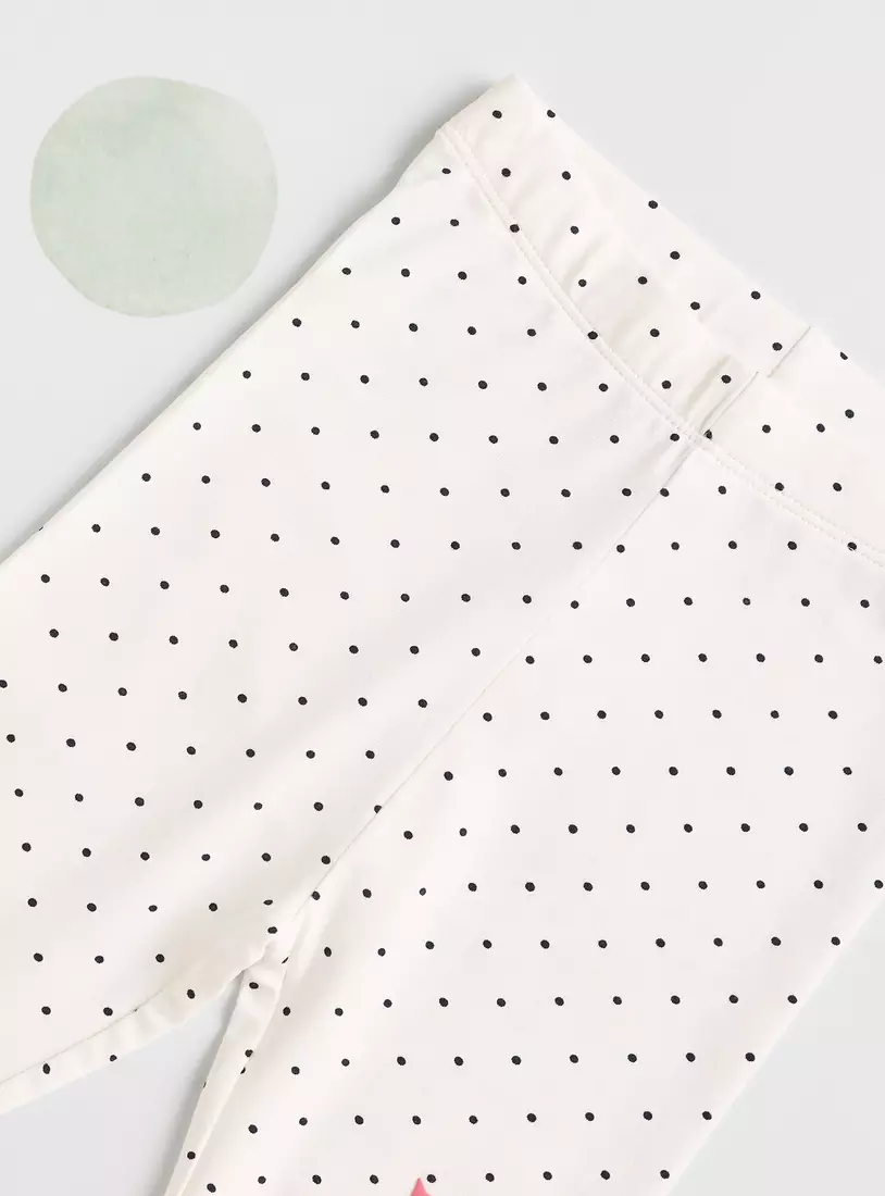 All-Over Polka Dot Slogan Print Leggings-2