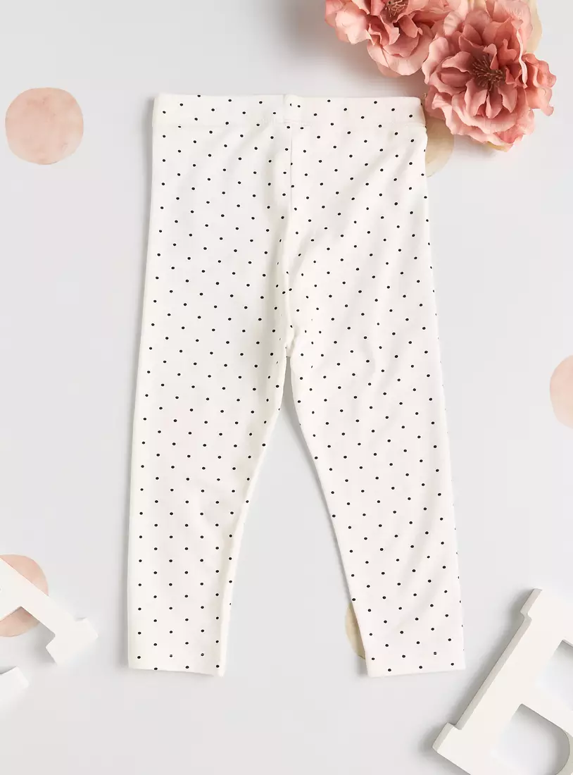 All-Over Polka Dot Slogan Print Leggings-3