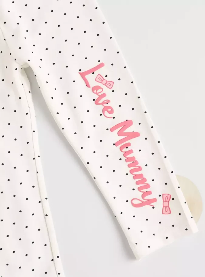 All-Over Polka Dot Slogan Print Leggings-4