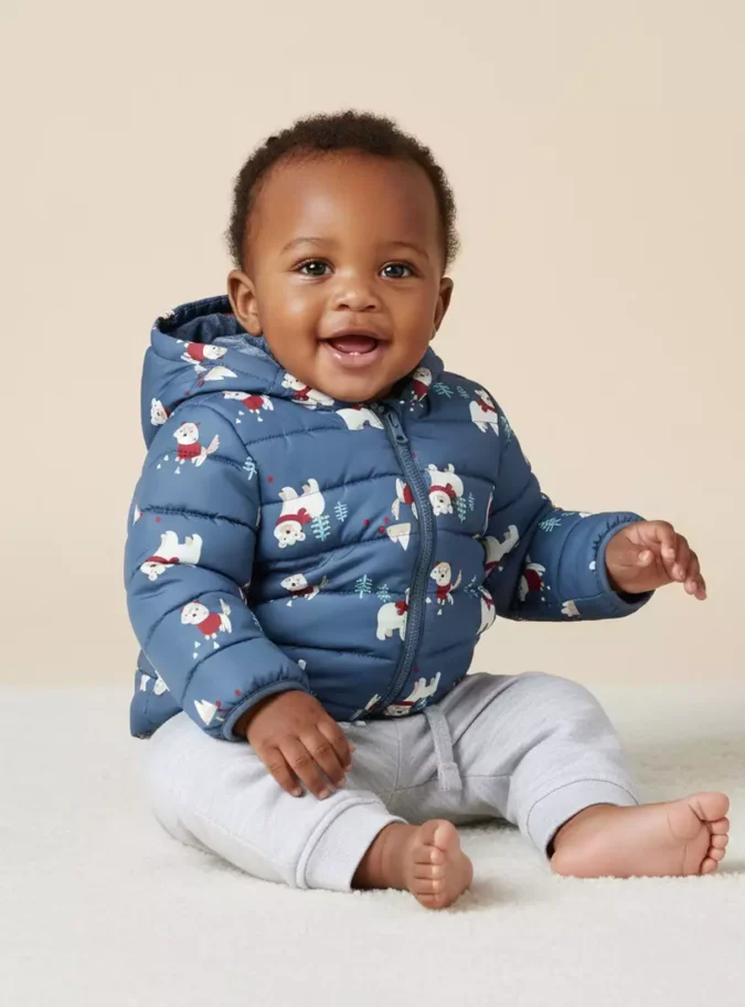 Animal Print Hooded Puffer Jacket-1