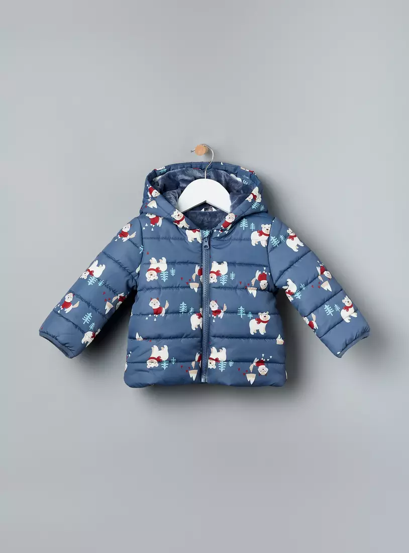 Animal Print Hooded Puffer Jacket-2