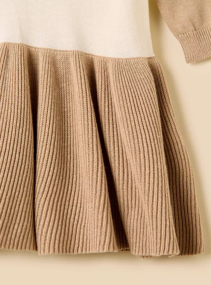 Bear Applique Sweater Dress with Tights-4