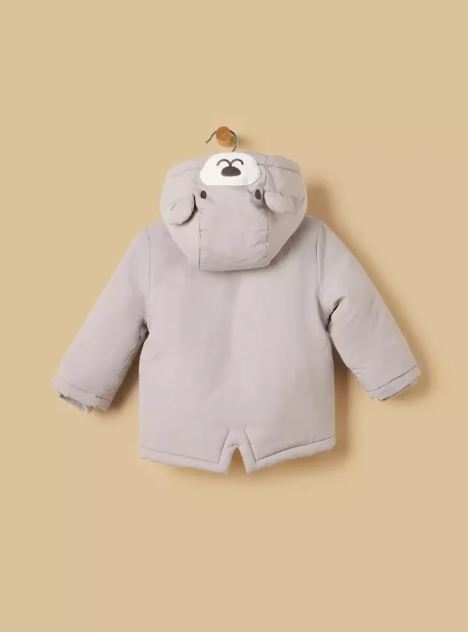 Bear Ear Detail Hooded Parka Jacket-2