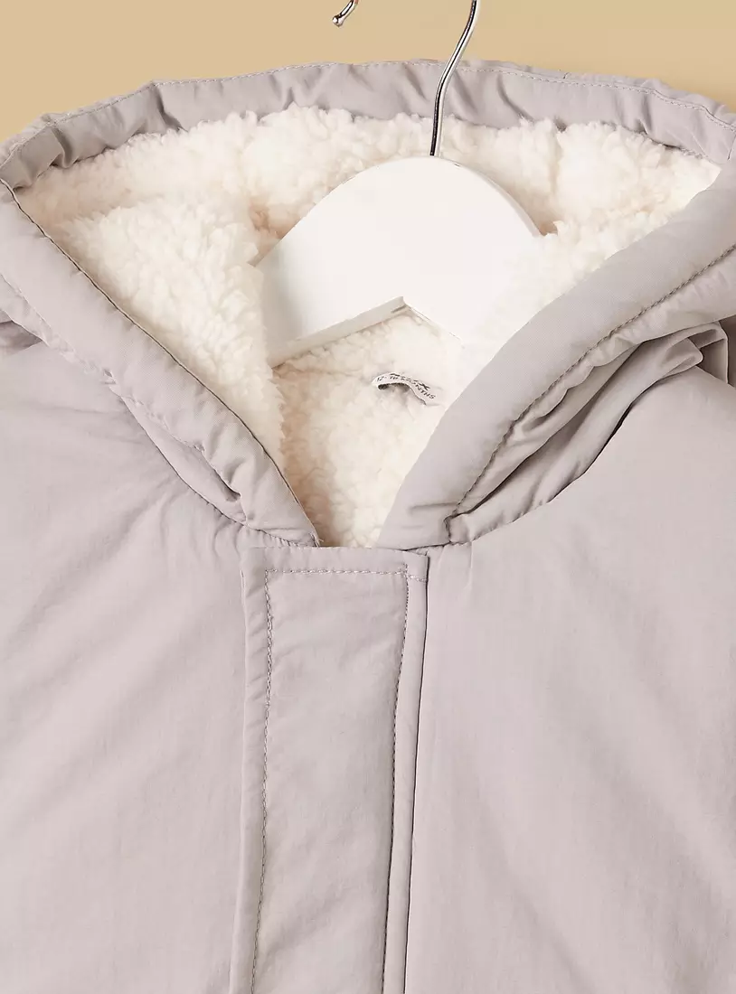 Bear Ear Detail Hooded Parka Jacket-3