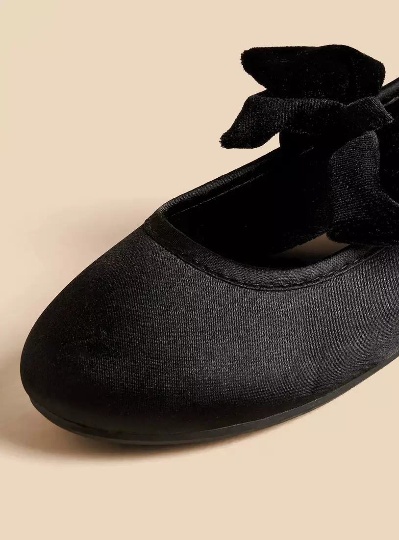 Bow Accent Ballerina Shoes with Elasticated Strap-3