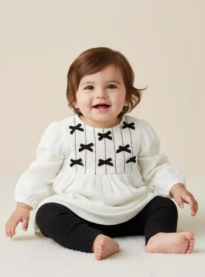 Bow Accent Better Cotton Gauze Dress-1