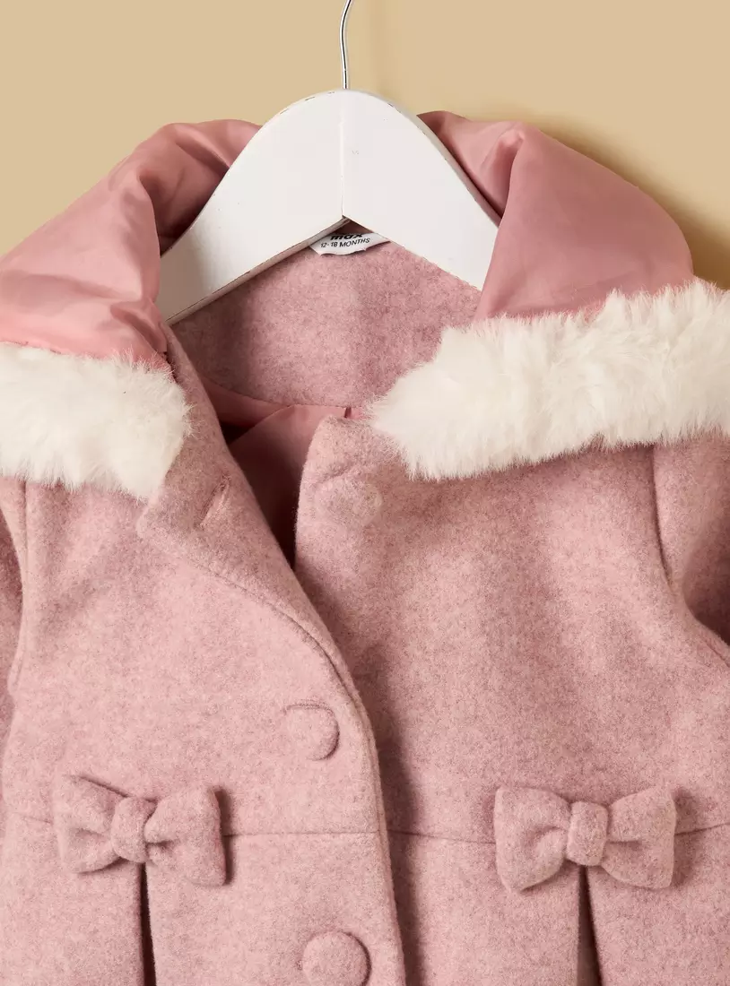 Bow Accent Hooded Coat-4