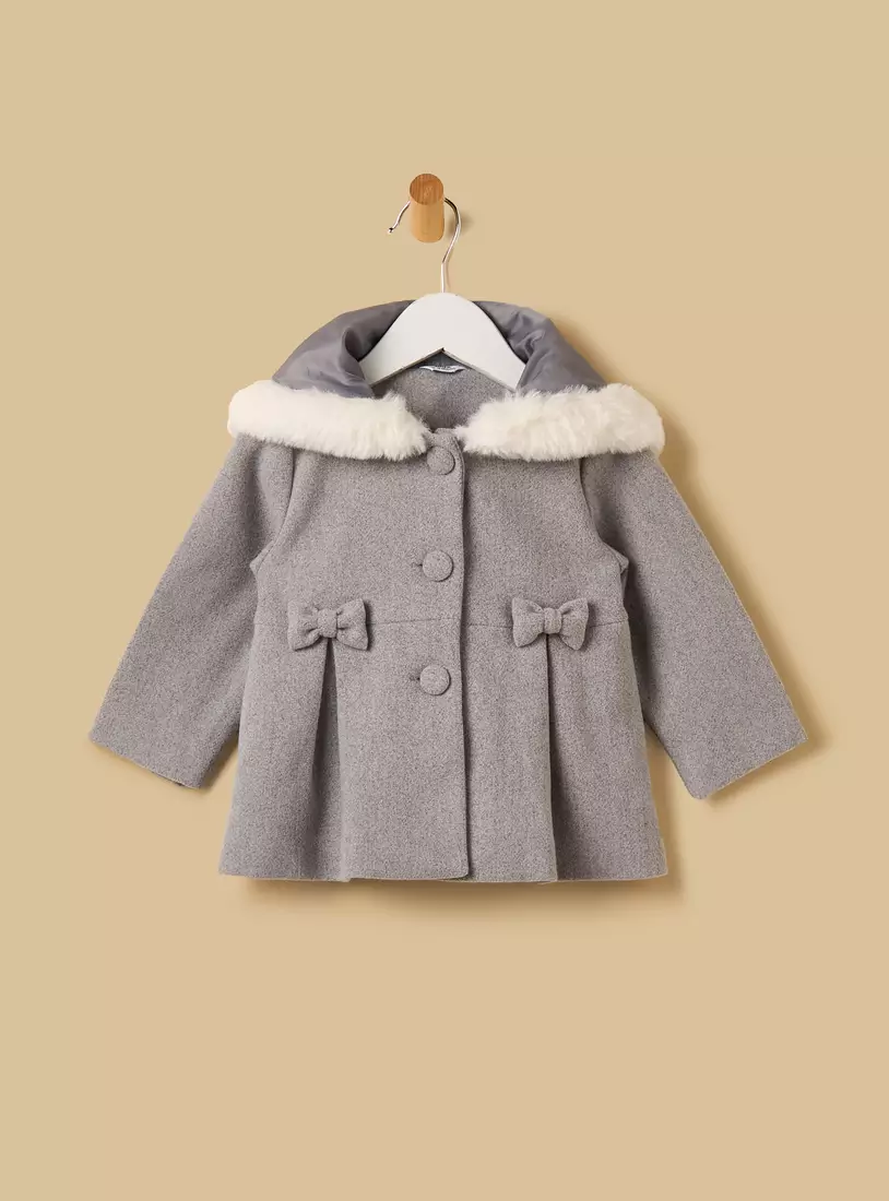 Bow Accent Hooded Coat-6