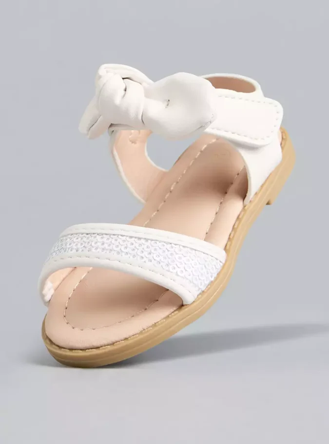 Bow Knot Sandals with Hook and Loop Closure-1