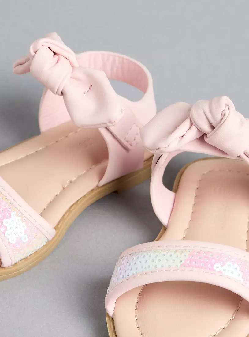 Bow Knot Sandals with Hook and Loop Closure-2