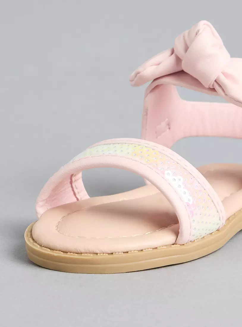 Bow Knot Sandals with Hook and Loop Closure-3