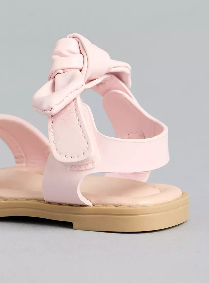 Bow Knot Sandals with Hook and Loop Closure-4