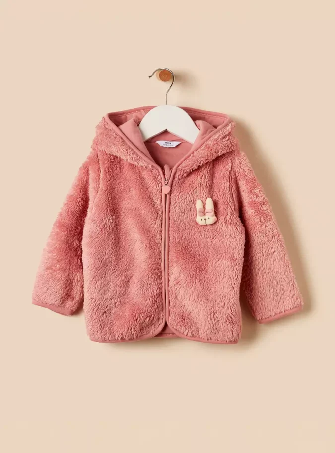 Bunny Applique Zip Through Hooded Jacket-2