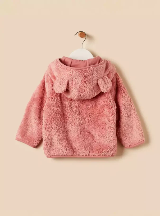 Bunny Applique Zip Through Hooded Jacket-3