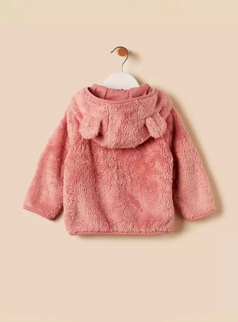 Bunny Applique Zip Through Hooded Jacket-3