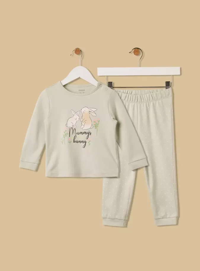 Bunny Print Cotton Pyjama Set-1
