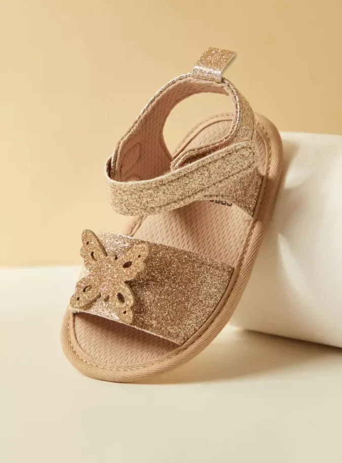 Butterfly Accented Booties with Hook and Loop Closure-1