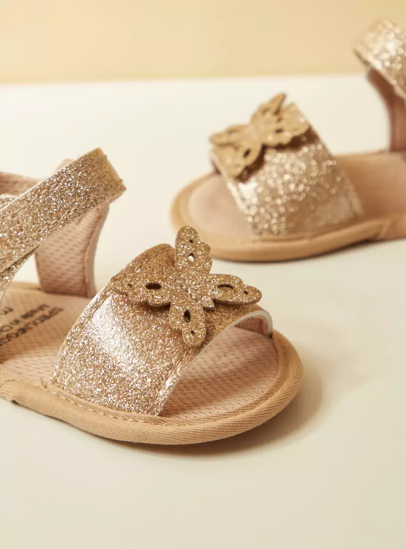 Butterfly Accented Booties with Hook and Loop Closure-2