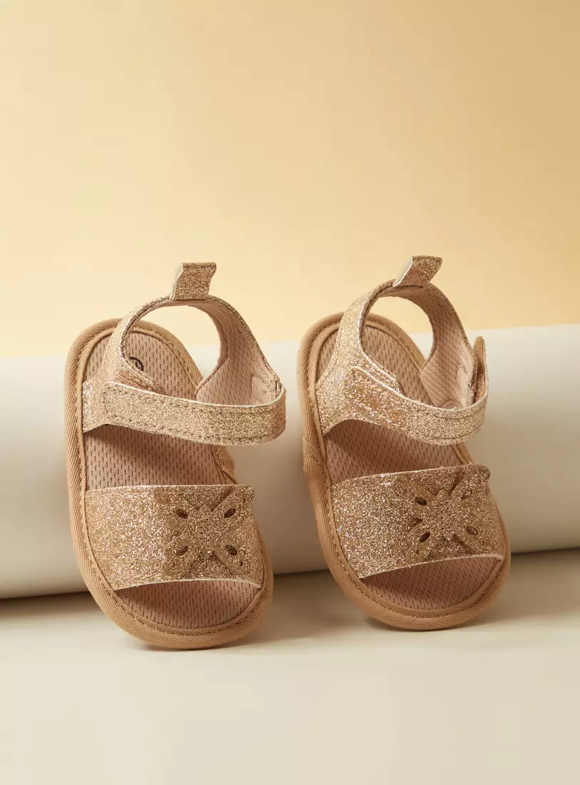 Butterfly Accented Booties with Hook and Loop Closure-4