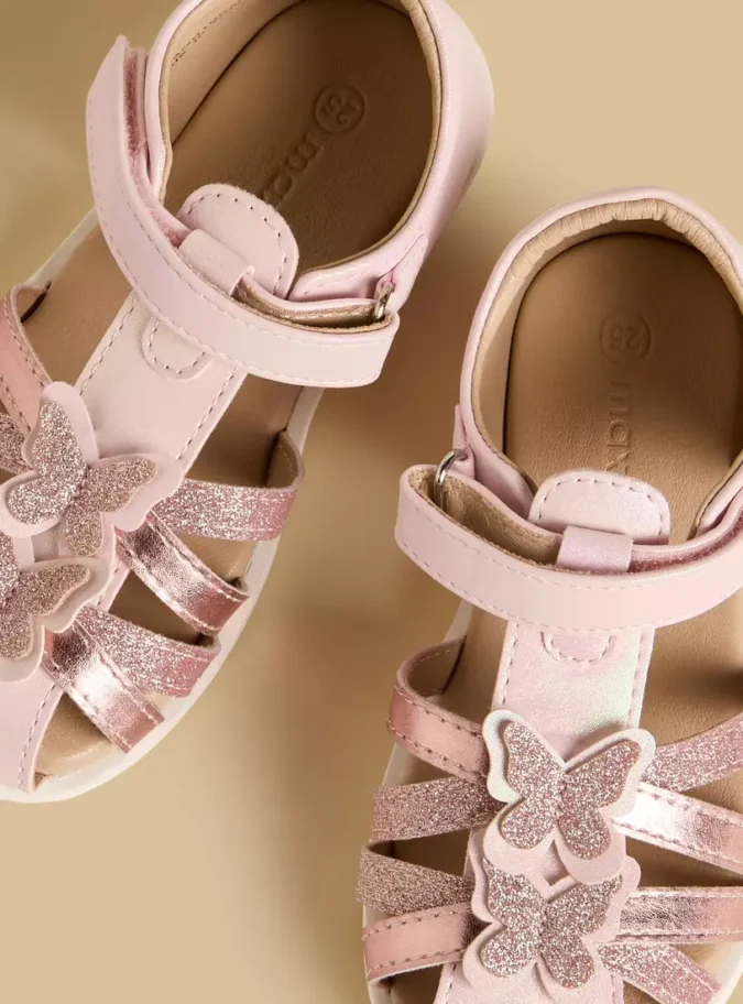 Butterfly Applique Sandals with Hook and Loop Closure-2